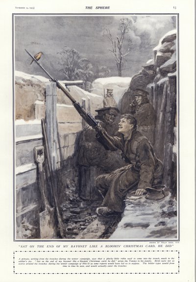 Assis au bout de ma baïonnette comme une carte de Noël, il l